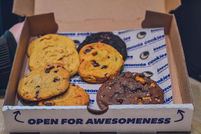 Insomnia Cookies in a box