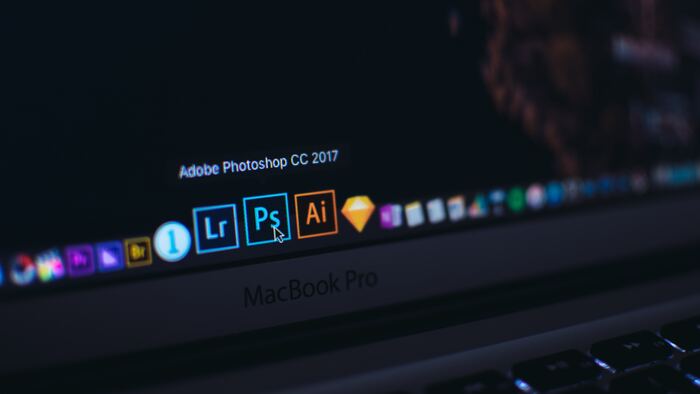 Adobe software on laptop