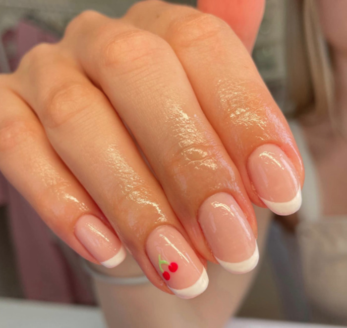 cherry french tip nail design