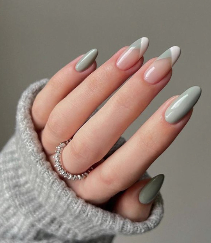grey and white nail design